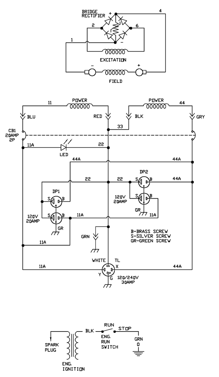 Page E Diagram and Parts List for 030430-0  Briggs and Stratton Generator